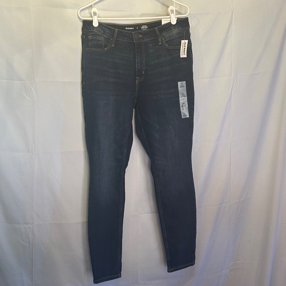 Old Navy Rockstar Super Skinny High Rise Jeans Dark Wash 12 NWT Brand New